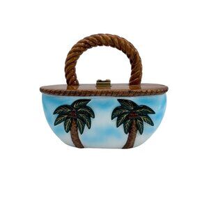 Timmy Woods Hand Carved Palm Tree Top Handle Bag